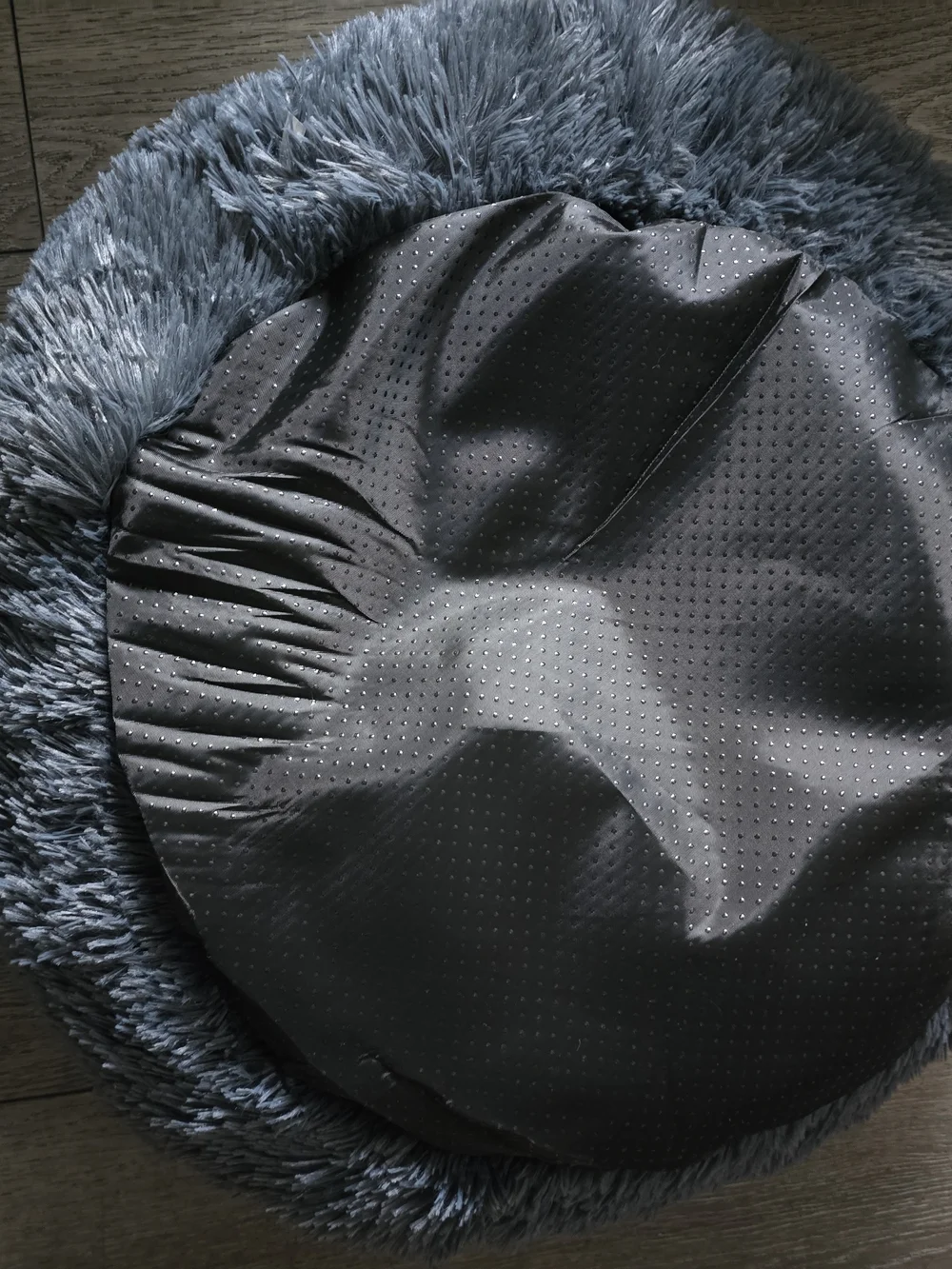 Plush Round Faux Fur Pet Bed - Gray